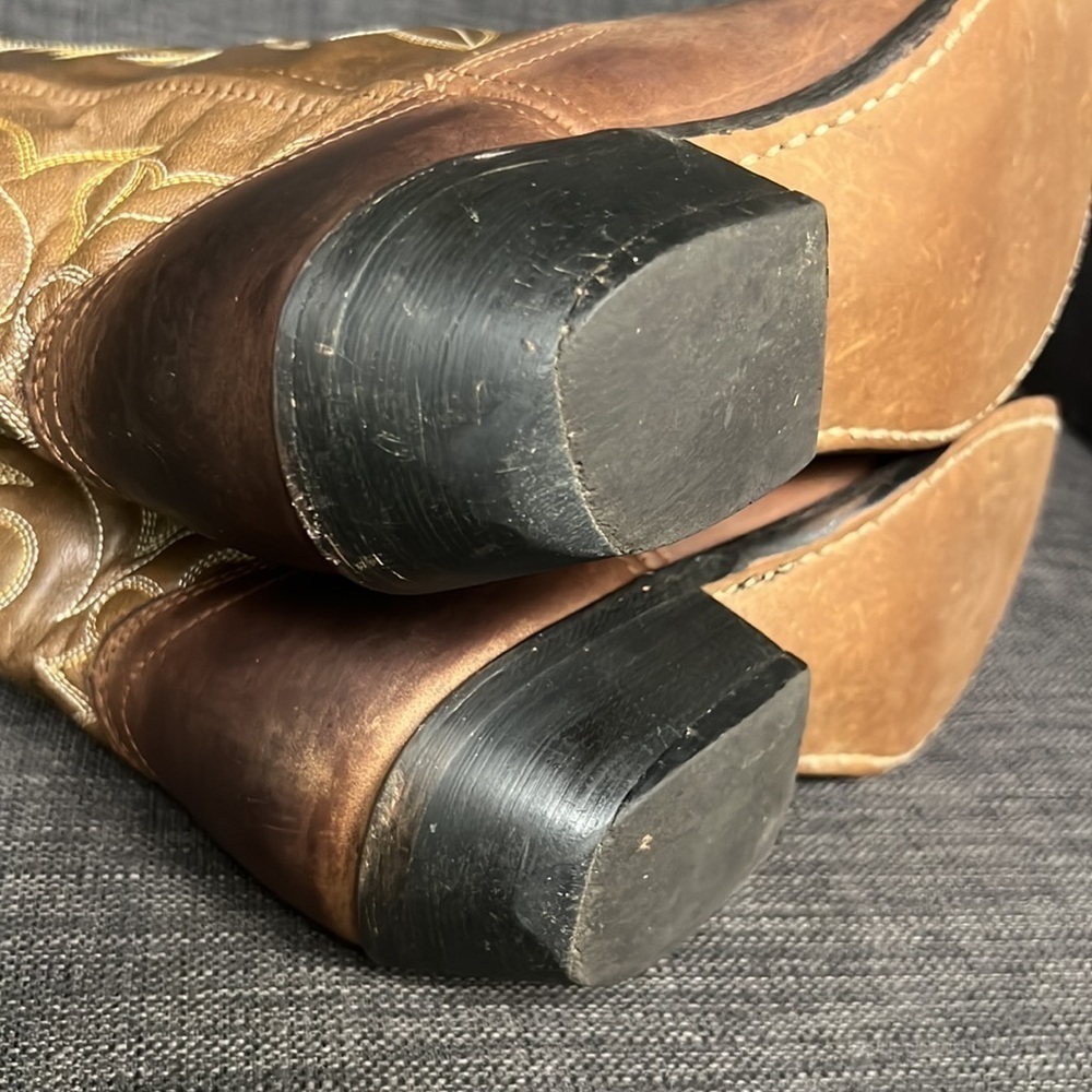 Laredo Boots Lea Vamp Fox Women's Leather Cowgirl Chore Western 7.5 - Picture 7 of 9